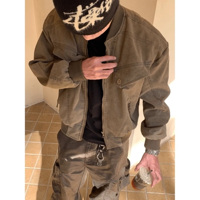 美式cleanfit哈灵顿工装夹克男秋冬设计感外套复古做旧运动棒球服