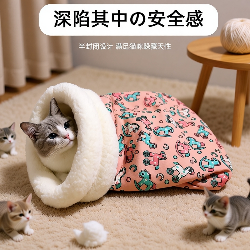 封闭式睡袋猫窝春秋保暖隧道安全感躲避钻洞睡觉用品防水半封闭