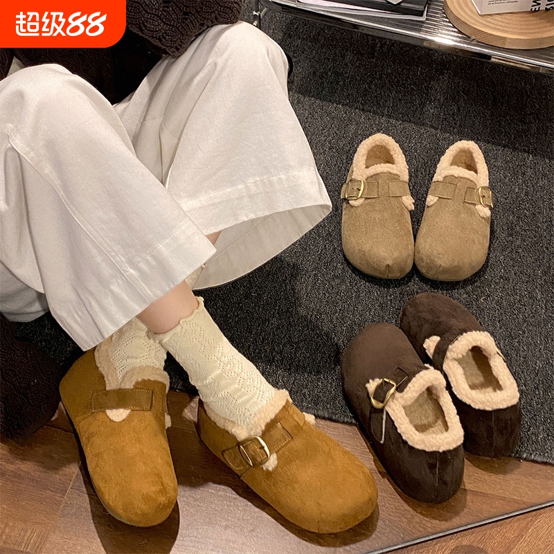 南在南方厚底雪地棉鞋女冬2025新款保暖外穿加绒勃肯鞋子内增高