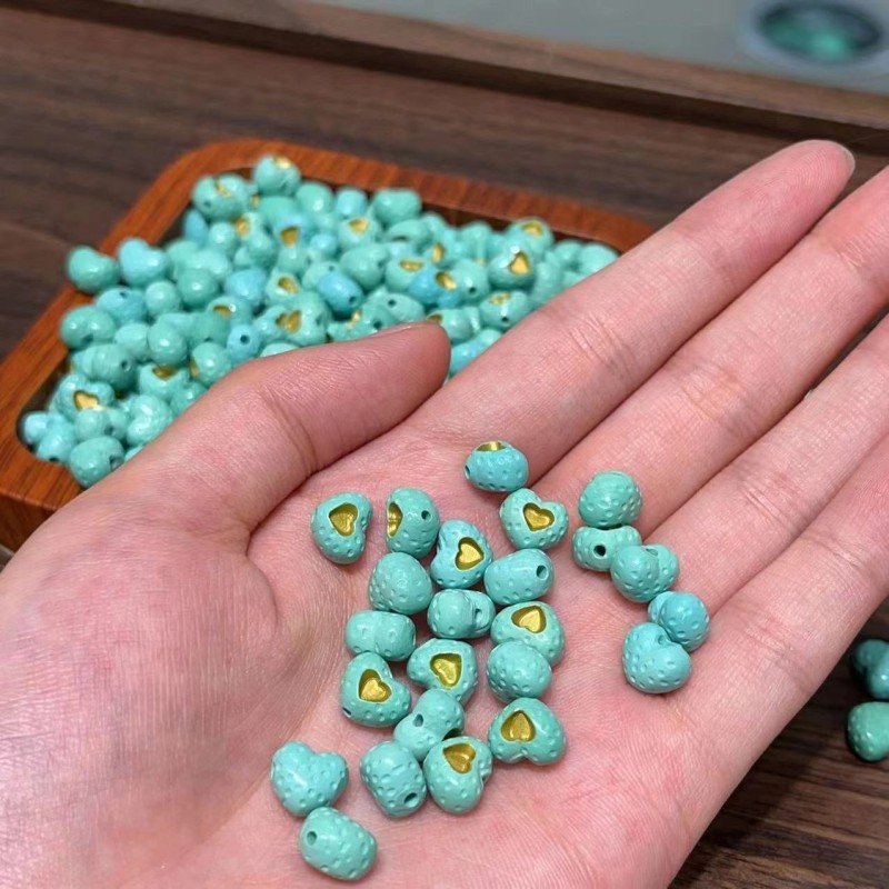 菱镁矿松石爱心 diy配件手工编织手绳项链文玩佛珠挂件手串配饰品