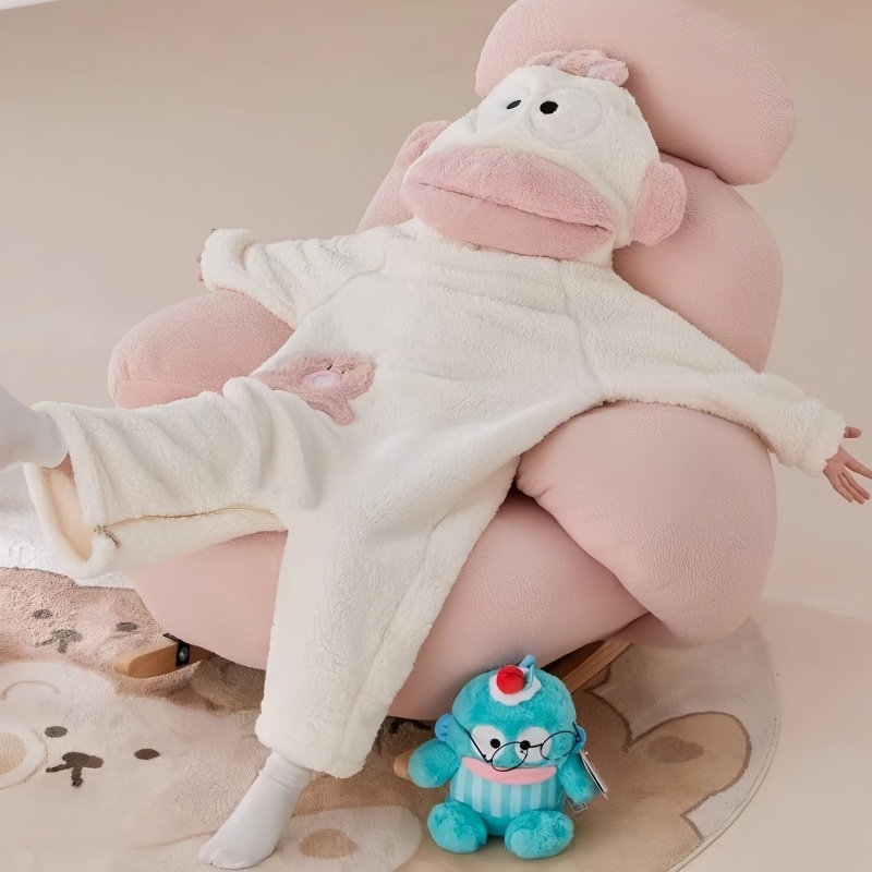 白色丑鱼儿童连体睡衣秋冬季