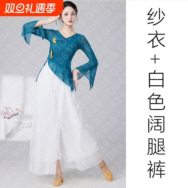 古典舞飘逸纱衣身韵新款演出服女中国风练功服舞蹈上衣女阔腿裤