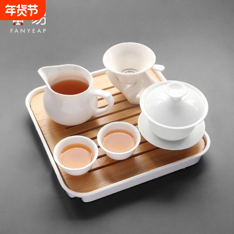 杯子/陶瓷/功夫茶/盖碗A1vo0-中号不烫手白瓷茶杯具中式品茗