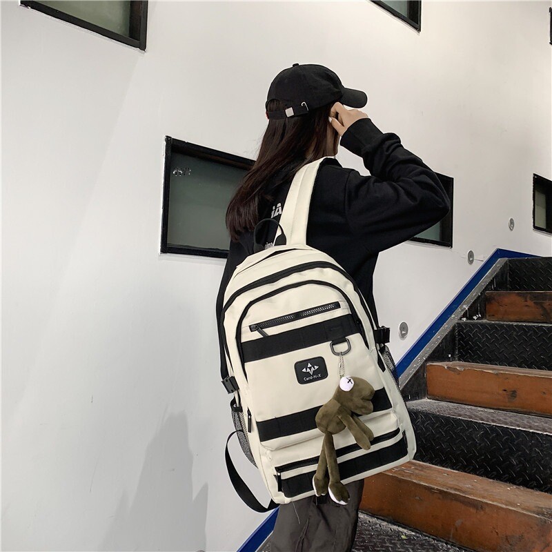 日系原宿暗黑风工装机能双肩包男女学生背包 韩版ins复古港风书包
