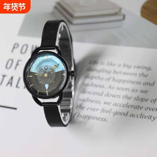 简约未来手表时尚腕表青少年学生考试石英表防表精钢指针式