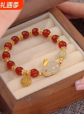 新中式玉兔手链女款ins小众设计高颜值学生手串闺蜜古风生日礼物