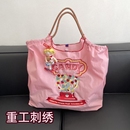 女士刺绣购物袋手拎包牛津布袋刺绣尼龙防水购物袋手提斜跨单肩包
