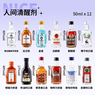 小瓶基酒伏特加xo威士忌全套基酒小酒版 便利店调酒网红微醺迷你款
