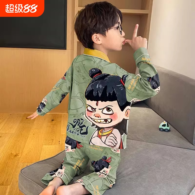 儿童睡衣男童男孩夏季大童春秋款青少年家居服秋冬2025年新款薄款
