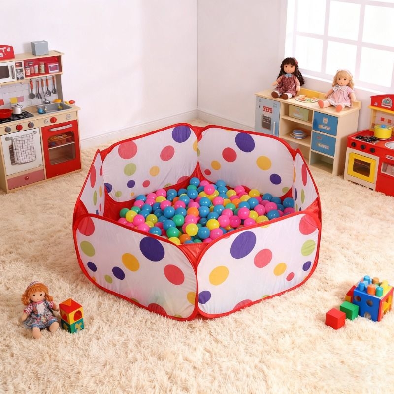 可折叠海洋球池儿童帐篷游戏池彩色球圆点围栏室内收纳球池