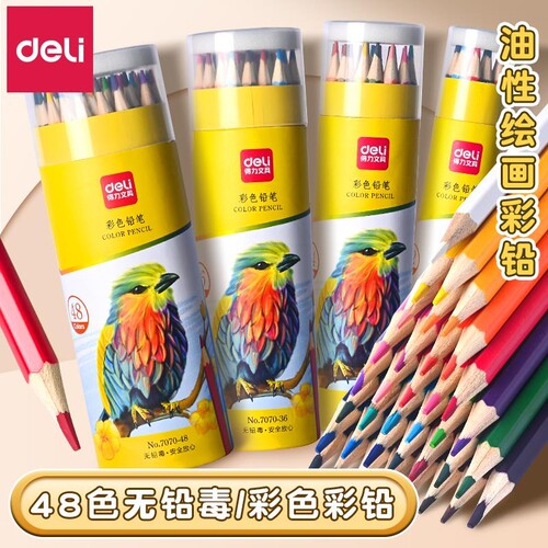 得力彩色铅笔小学生专用彩铅48色