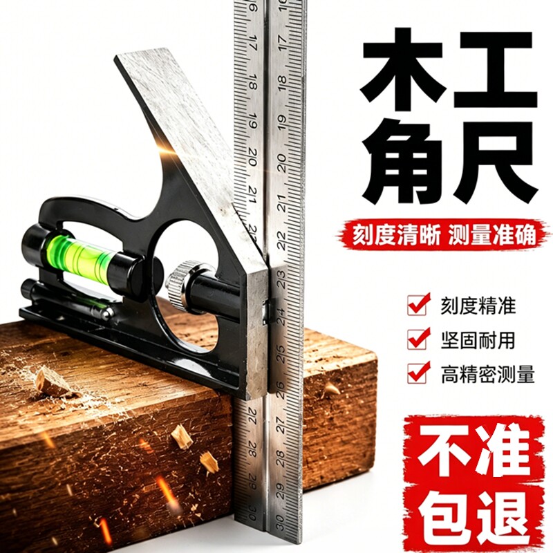 不锈钢角尺水平直角尺90度测量拐尺三角尺木工尺多功能角度尺钢尺