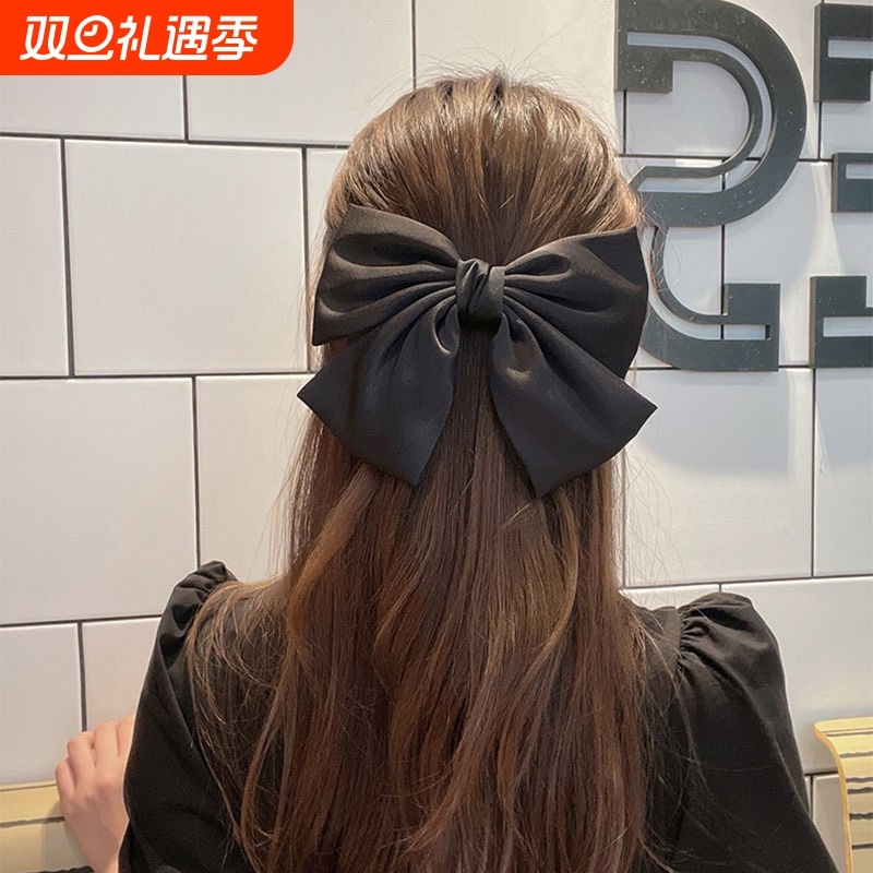 黑色蝴蝶结发夹女后脑勺2025新款头饰超仙日韩系发饰弹簧后脑勺夹