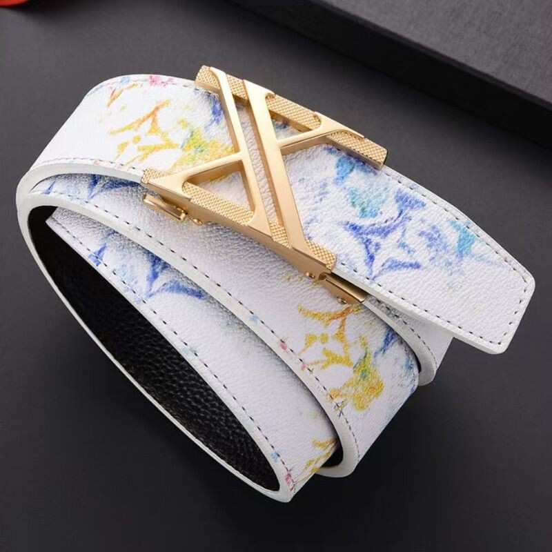 皮带男潮流学生腰带百搭全卡槽涂鸦自动扣混的人牛仔裤网红同款