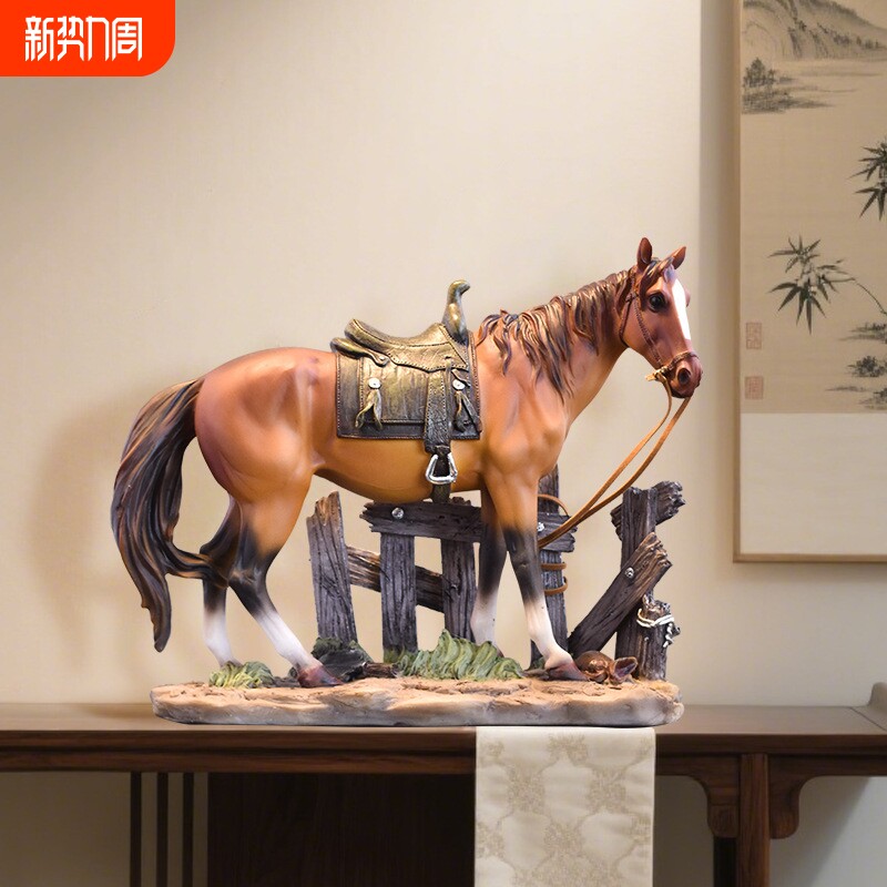 爆款马雕像轻奢家居小骏马摆件客厅玄关电视柜装饰招财马年工艺品