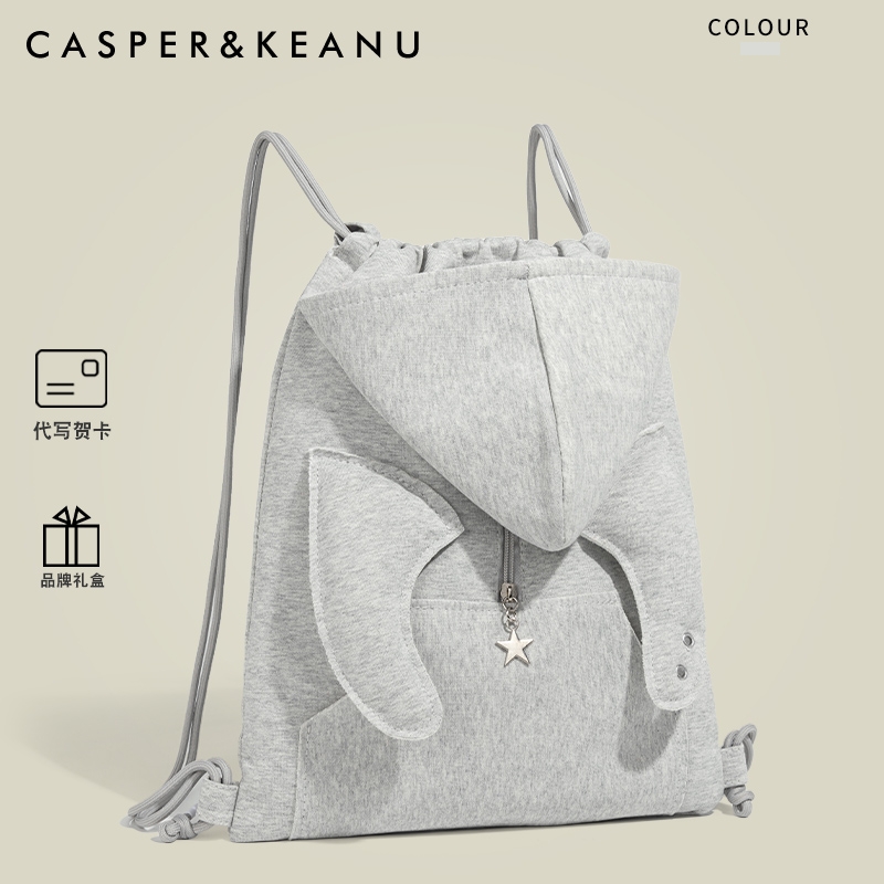 CASPER&KEANU韩版小众翅膀双肩包女2025新款潮上课大容量帽子背包