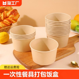 一次性纸碗餐具饭碗打包盒饭盒泡面家用一次性的野餐碗筷套装整箱