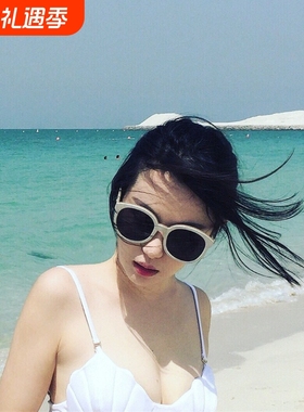 偏光太阳镜韩版新款女网红同款复古圆形眼镜白色大框圆脸出游墨镜