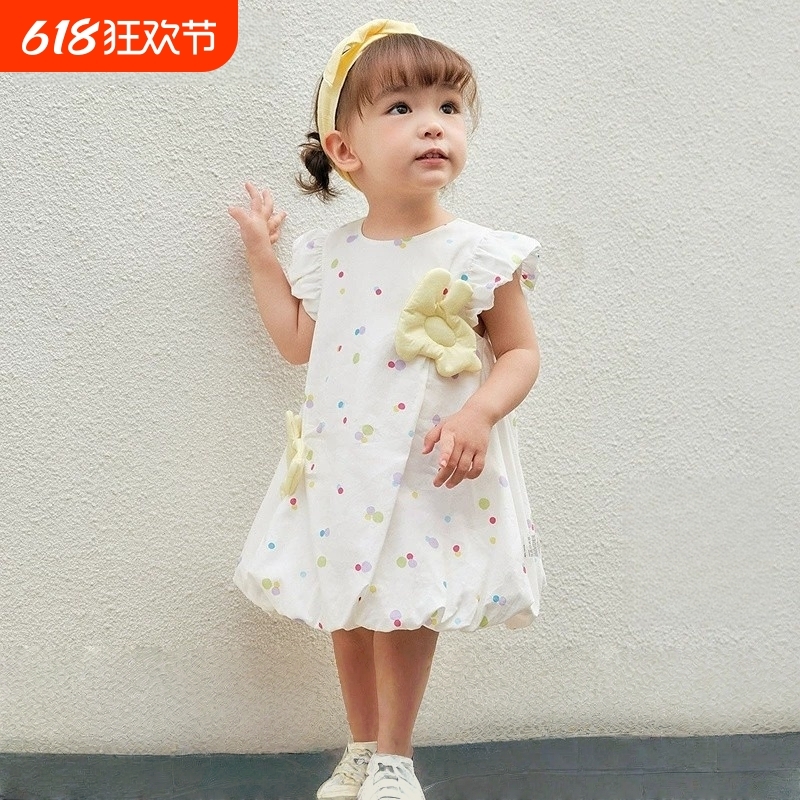 宝宝连衣裙婴儿公主裙女童夏装洋气短袖2025新款甜美可爱简约舒适