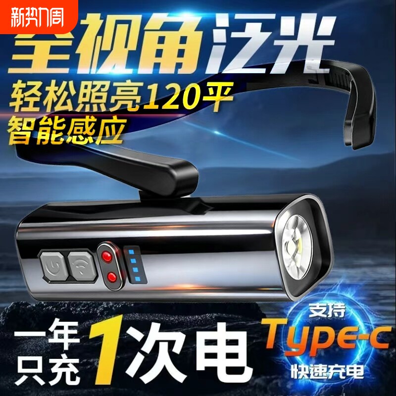 2025新款钓鱼专用头灯挂耳式强光充电超亮户外夜钓登山照明灯