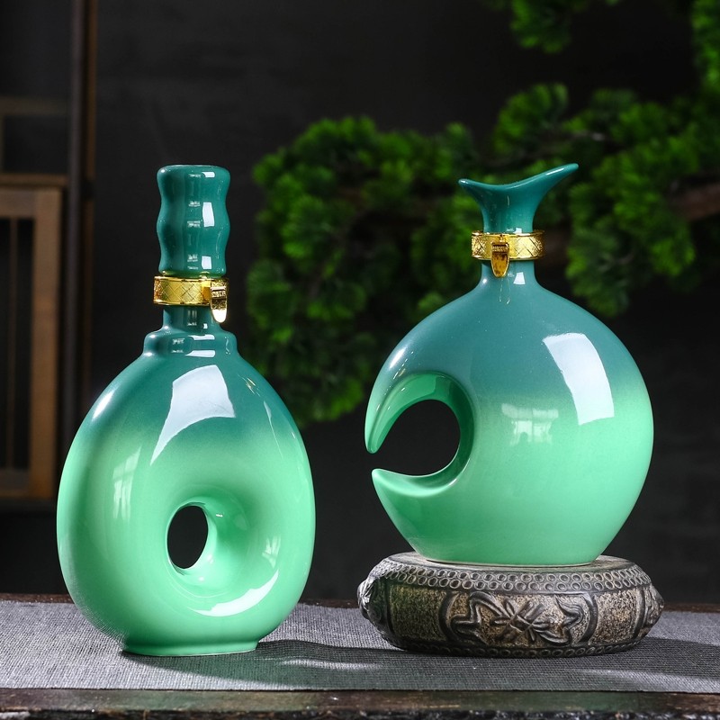 空白酒瓶子个性好看创意高档1斤密封景德镇陶瓷装饰一斤空瓶酒壶