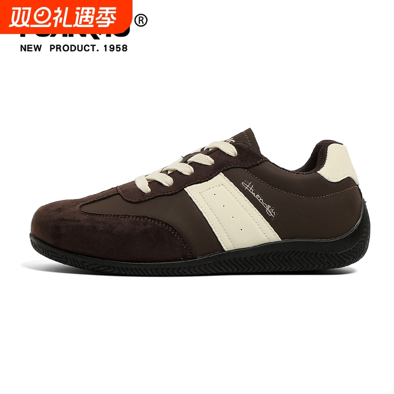 环球棕色德训鞋男款2025新款秋季内增高鞋子男休闲板鞋运动赛车鞋