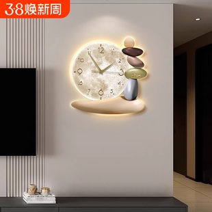 石来运转钟表挂钟客厅2025新款电视背景墙装饰家用静音时钟挂墙表