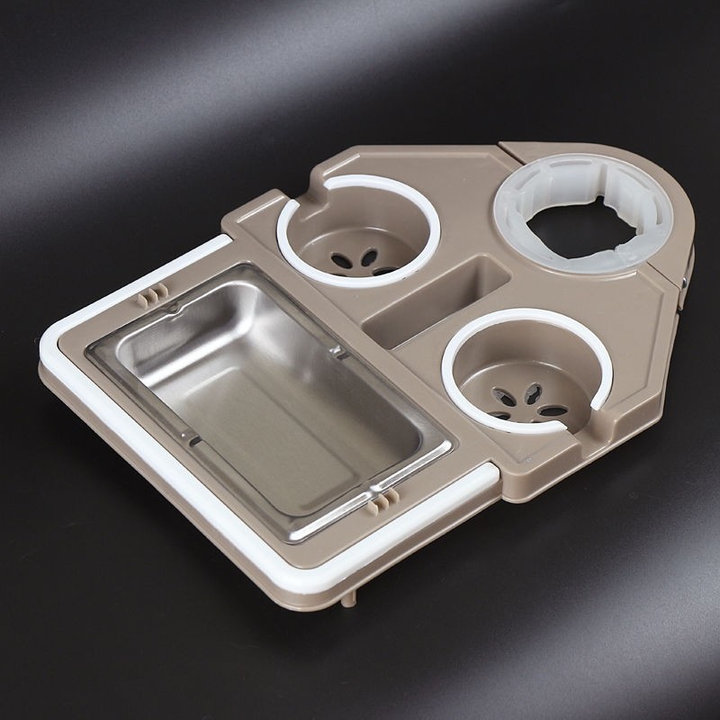 棋牌室麻将机四脚餐桌通用多功能旋转烟灰缸杯托茶水杯架茶几配件