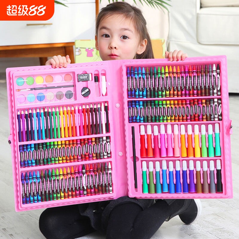 儿童水彩笔小学生学习文具用品礼盒美术水粉蜡笔彩铅涂色笔绘画工具套装画画
