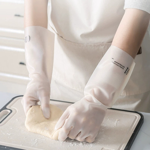 PVC洗碗手套女家务清洁防水厨房家用加绒耐用洗衣服乳胶加厚加长