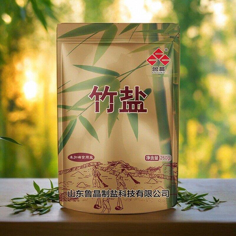鲁晶未加碘竹盐食用盐260g立袋天然增鲜无碘家用海盐大粒炒菜日晒图片