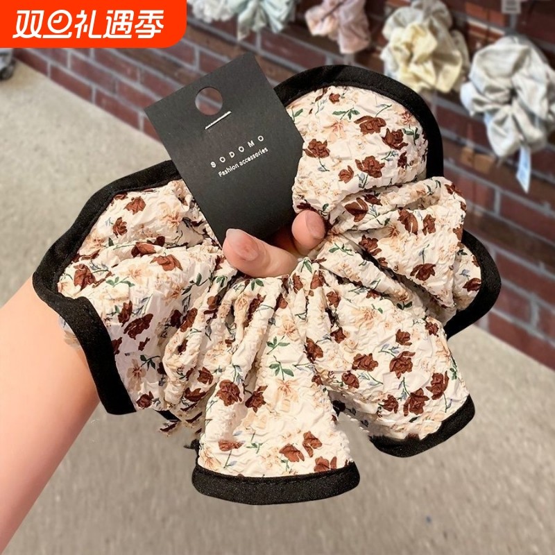 优雅碎花蕾丝大肠发圈发绳2025新款韩系发饰复古肥肠圈