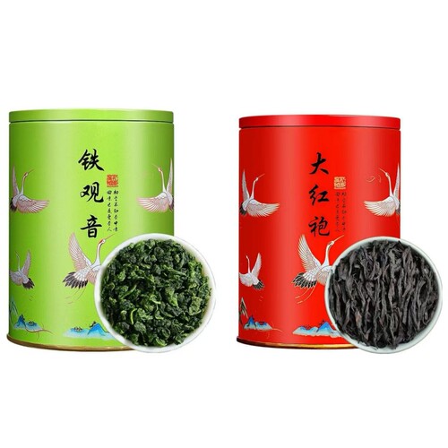 铁观音大红袍乌龙茶新茶组合罐装100gx2罐