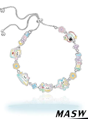 原创设计猫猫交响乐卡通可爱猫咪手链2025新款高级感抽拉链条手环