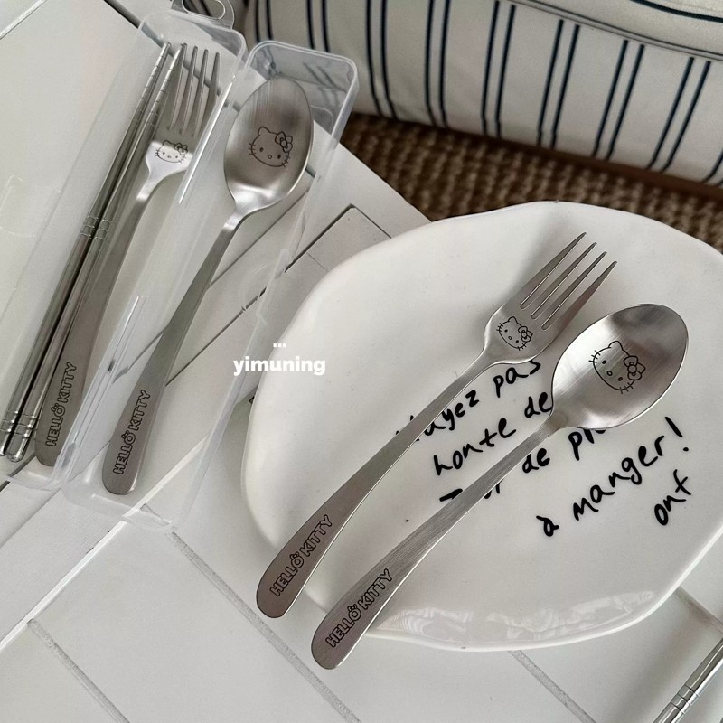 一木宁 hellokitty304不锈钢筷勺叉子开学生上班族便携