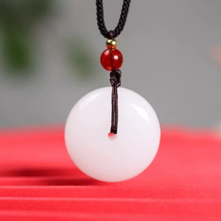 爆款仿白玉和田玉手镯平安扣吊坠男女情侣项链生日礼物手镯吊坠