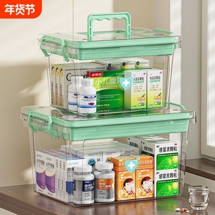 家用大容量药箱多层医药箱儿童药品收纳盒小药箱密封桌面防潮分层