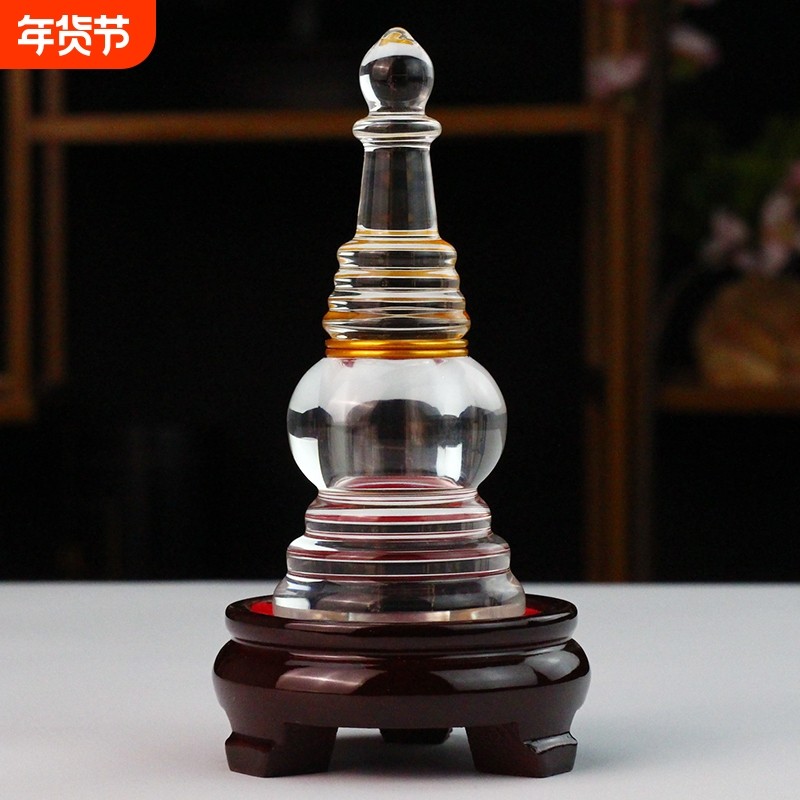 透明白水晶舍利塔佛塔手工制作舍利子瓶嘎乌盒摆件小号大号菩提塔,家居饰品,桌面摆件,淘宝优惠券,粉丝福利购,淘宝优惠卷
