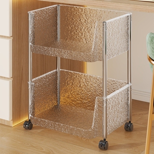 桌下书架宿舍书桌收纳置物架学习桌边落地可移动小推车大容量书柜