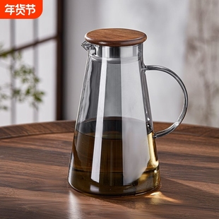 冷水壶家用客厅储水加厚凉水壶玻璃耐高温凉水杯大容量中式泡茶壶