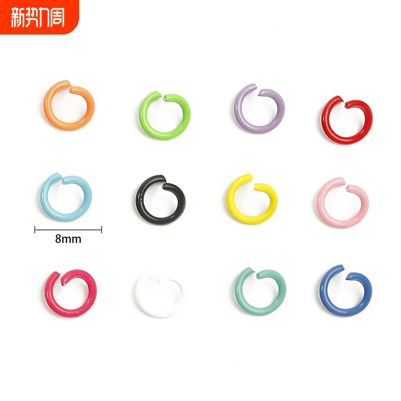 diy自制单圈开口圈钥匙扣连接圈烤漆彩色铁环金属合金