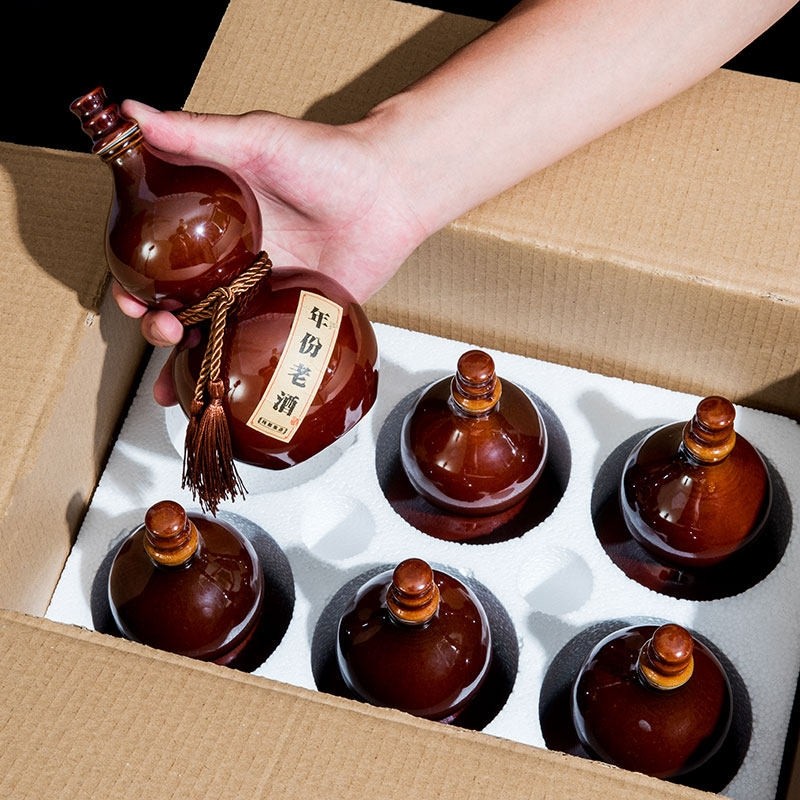 手工陶瓷酒瓶一斤密封酒坛家用窖藏白酒罐复古设计