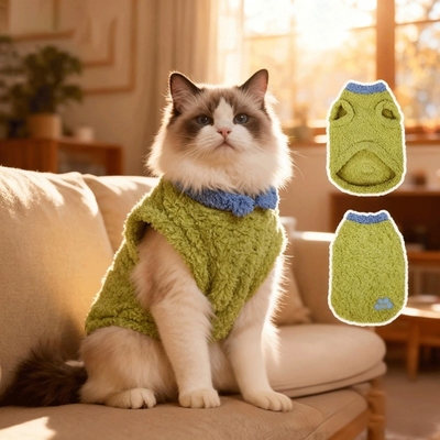 猫咪衣服冬装保暖狗狗宠物可爱背心冬加厚2025新款比熊柯基绿色