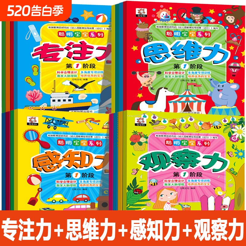 聪明宝宝系列专注力观察力思维力幼儿3-4-5-6岁左右脑全脑思维