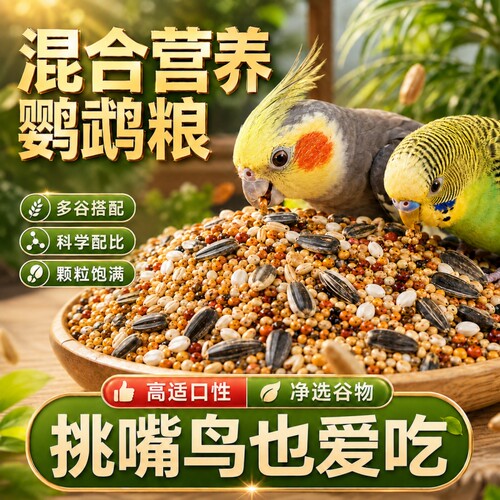 玄凤鹦鹉专用粮鸟粮饲料虎皮鸟食黄谷子五色黍子小米混合亚麻籽