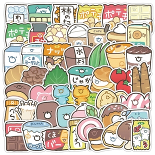 饰防水自粘涂鸦贴画 100张可爱食物贴纸手机壳文具手账笔记本电脑桌面滑板素材水杯diy装