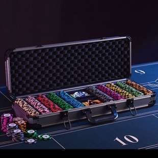 德扑陶瓷扑克牌麻将专用铝箱币桌布码 箱全套水晶 套装 德州扑克筹码