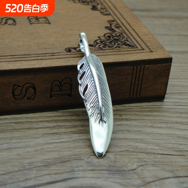 藏式泰银复古s925纯银项链情侣羽毛吊坠高桥吾郎手工创意饰品批发