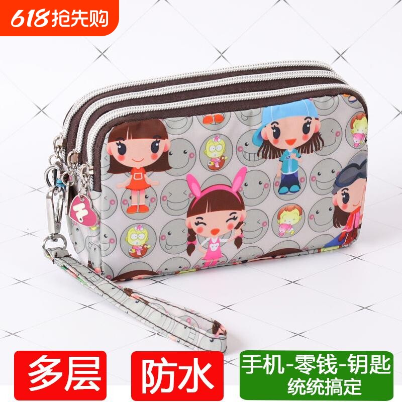 装手机零钱包女帆布手拿包迷你小包包放手包大容量钱袋红色绿色