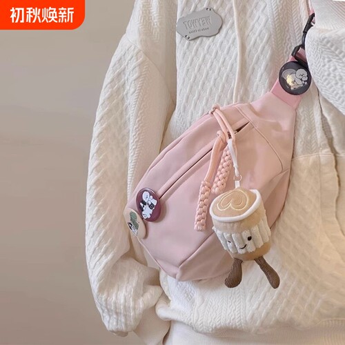 帆布休闲包包女2026新款斜挎包夏天运动胸包小众百搭ins日系腰包